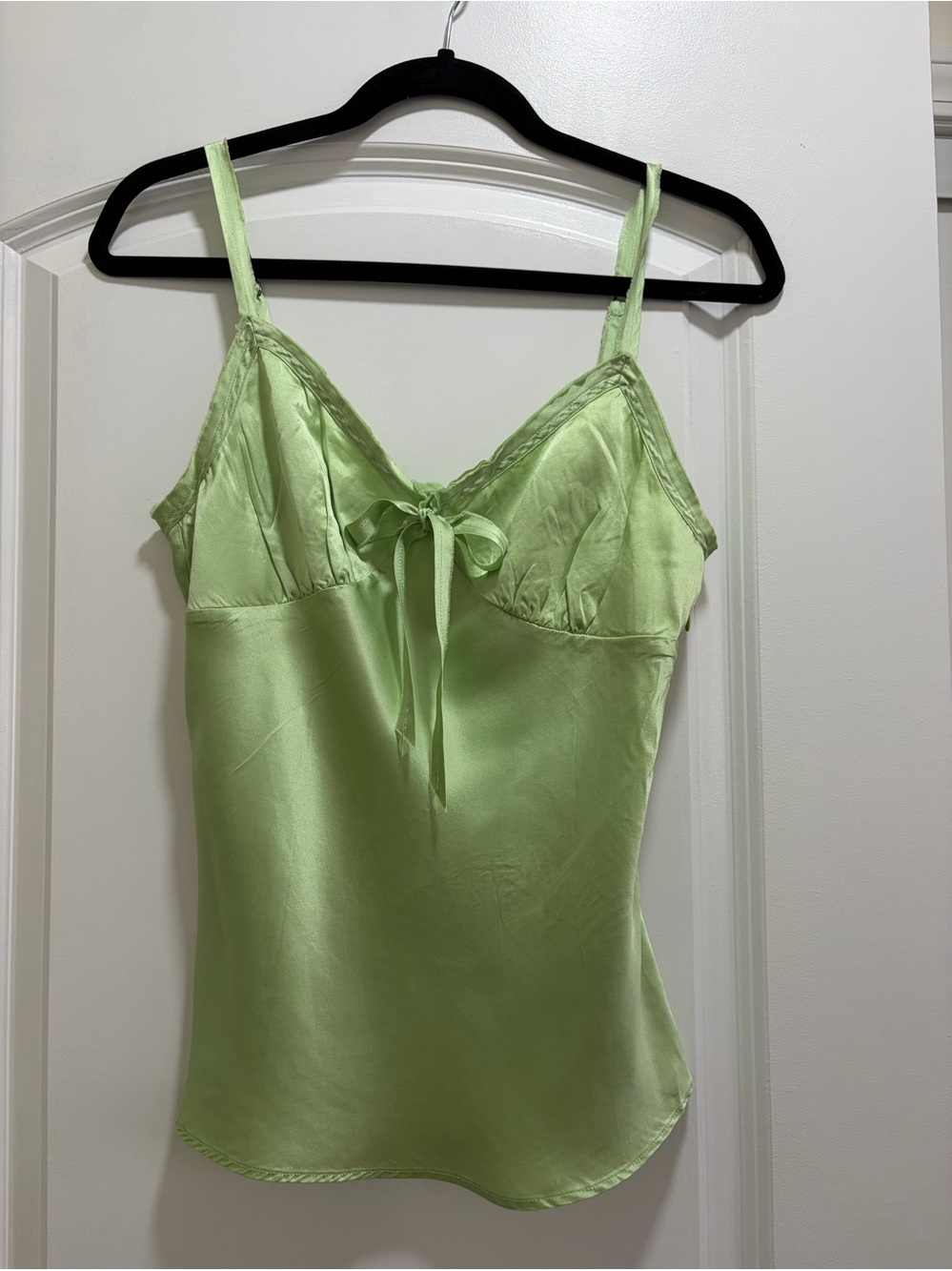 Banana Republic Vintage Y2K 100% Silk Tie Front Cami Top Lime Green - Size 8